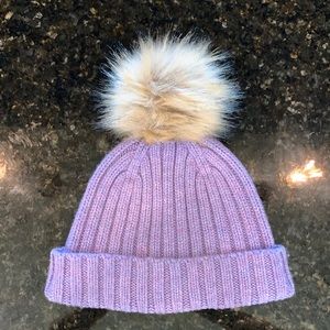 J. CREW Knit Hat With Faux Fur Pom Pom